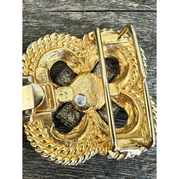 Gay Boyer Vintage two-tone gold and silver metal rope motif belt buckle - Picture 6 of 7